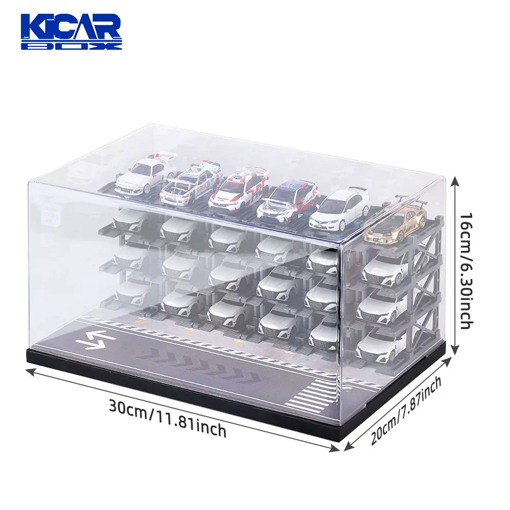 KicarMod 1/64 3D Parking Building Model Car 24-seat Assembled Multi-Storey Car Park Multi-Layer Structure with Display Car