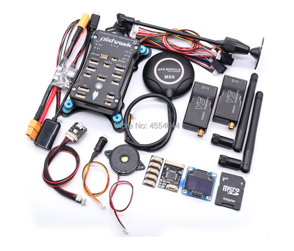 AN Pixhawk PX4 2.4.8 Flight Controller+M8N GPS+ 433/915Mhz 100/500mw Radio V5 Telemetry+Safety Switch+Buzzer+RGB+I2C+ 4G SD