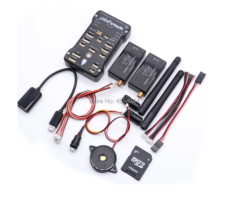 AN Pixhawk PX4 2.4.8 Flight Controller+M8N GPS+ 433/915Mhz 100/500mw Radio V5 Telemetry+Safety Switch+Buzzer+RGB+I2C+ 4G SD