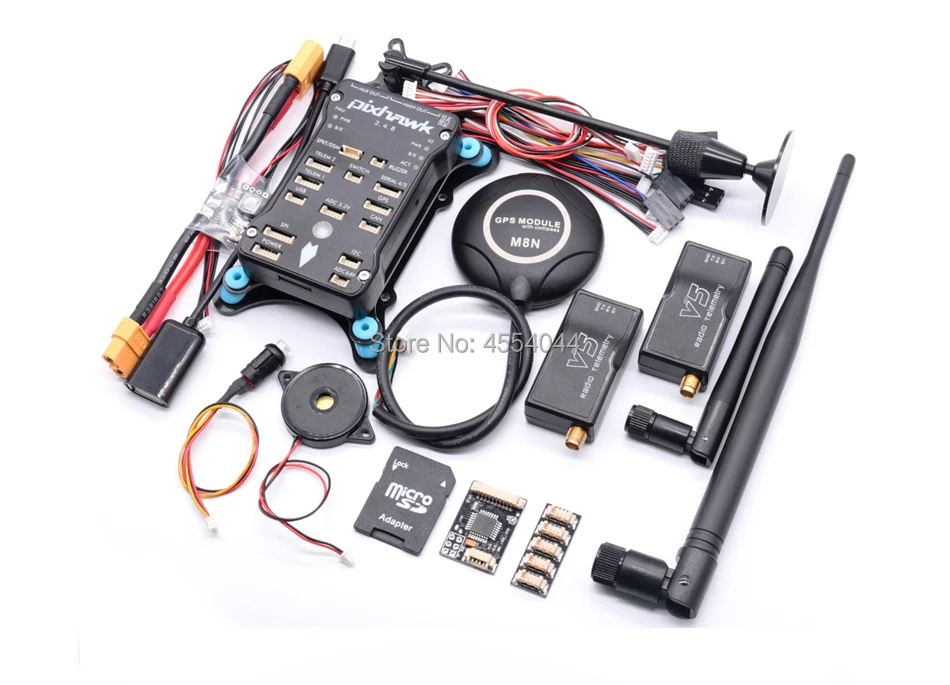 AN Pixhawk PX4 2.4.8 Flight Controller+M8N GPS+ 433/915Mhz 100/500mw Radio V5 Telemetry+Safety Switch+Buzzer+RGB+I2C+ 4G SD