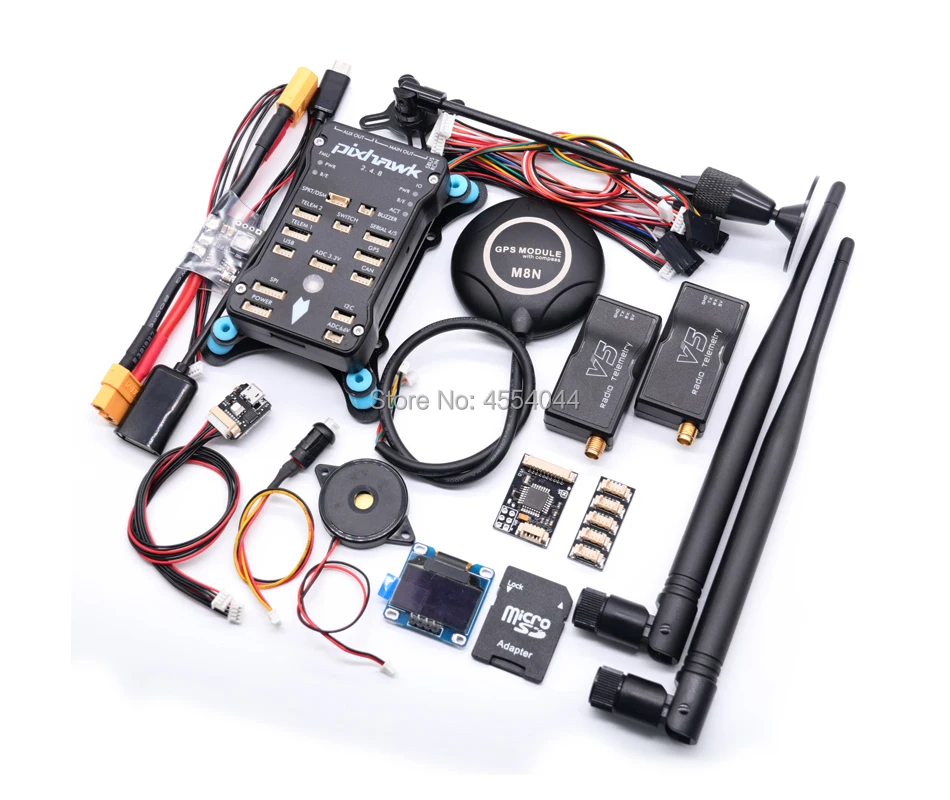 AN Pixhawk PX4 2.4.8 Flight Controller+M8N GPS+ 433/915Mhz 100/500mw Radio V5 Telemetry+Safety Switch+Buzzer+RGB+I2C+ 4G SD