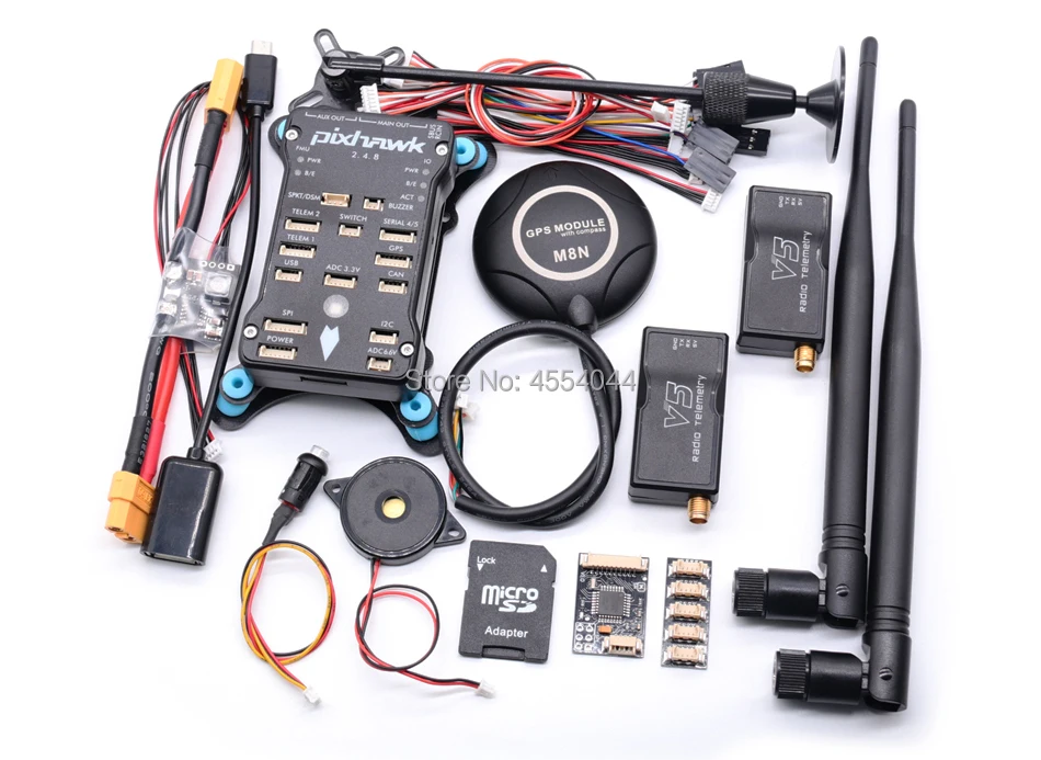 AN Pixhawk PX4 2.4.8 Flight Controller+M8N GPS+ 433/915Mhz 100/500mw Radio V5 Telemetry+Safety Switch+Buzzer+RGB+I2C+ 4G SD
