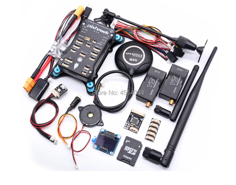 AN Pixhawk PX4 2.4.8 Flight Controller+M8N GPS+ 433/915Mhz 100/500mw Radio V5 Telemetry+Safety Switch+Buzzer+RGB+I2C+ 4G SD