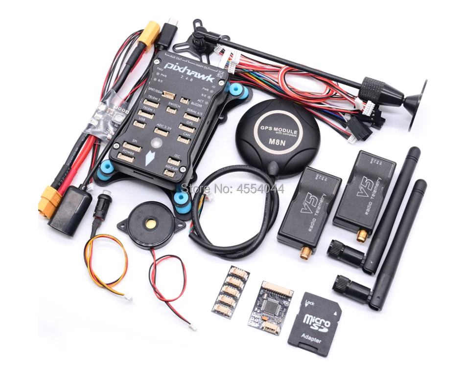 AN Pixhawk PX4 2.4.8 Flight Controller+M8N GPS+ 433/915Mhz 100/500mw Radio V5 Telemetry+Safety Switch+Buzzer+RGB+I2C+ 4G SD