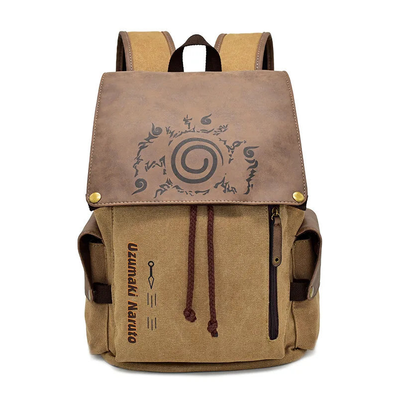 One Piece Anime Backpack Vintage Canvas School Bag Straw Hat Pirate Skull Print Travel Daypack for Men Women