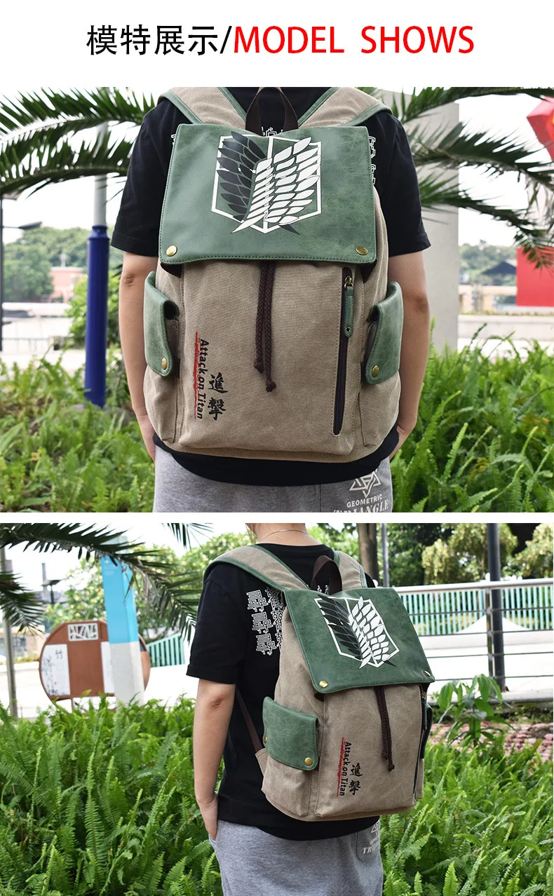 One Piece Anime Backpack Vintage Canvas School Bag Straw Hat Pirate Skull Print Travel Daypack for Men Women