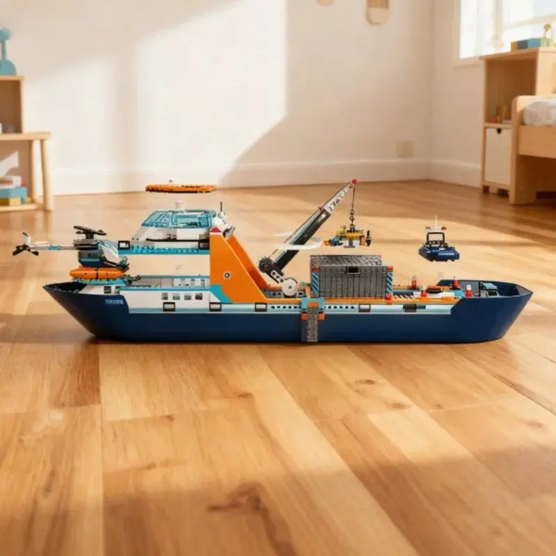 Super popular 815PCS City Deep Sea Series Exploration Vessel Marine Arctic Home Decor Research Ship Building Block Birthday Gift