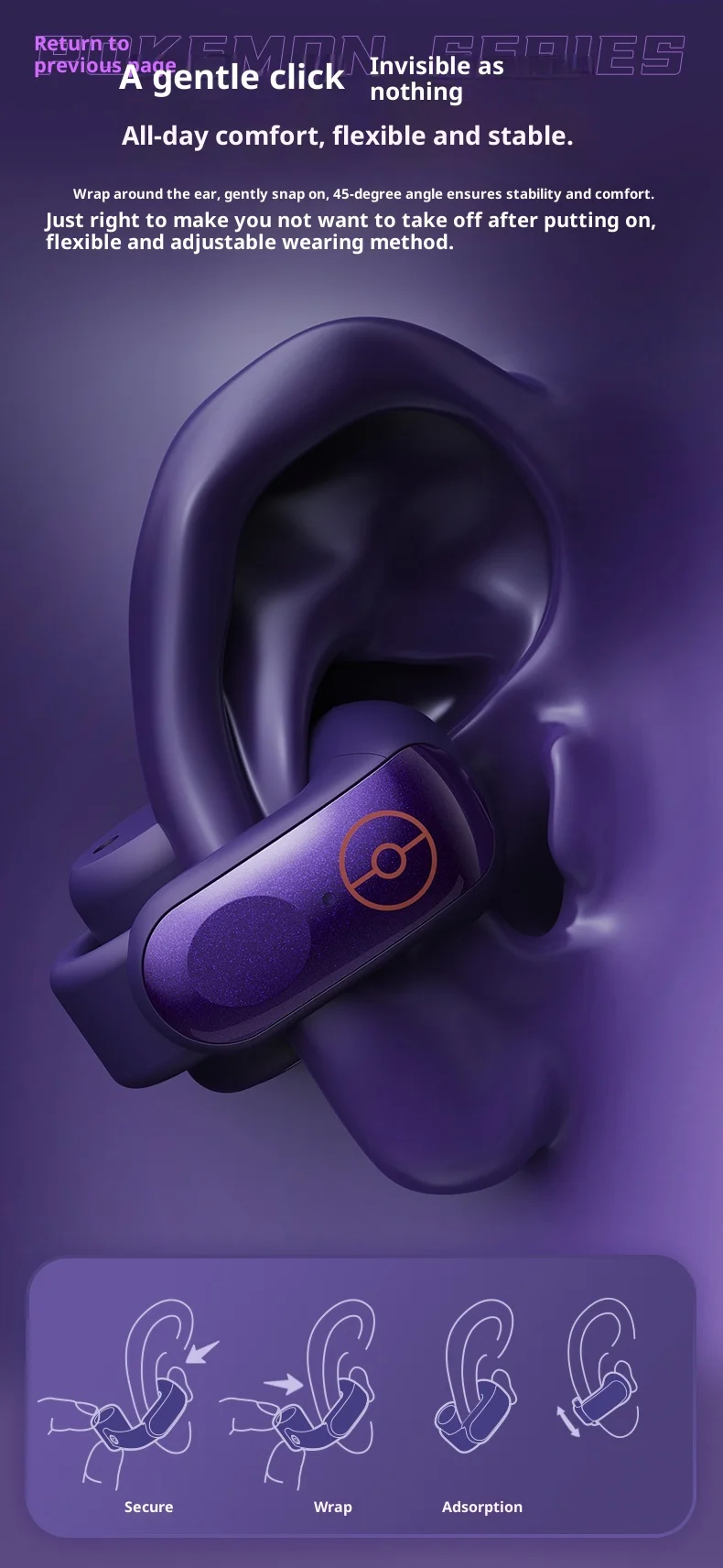 Anime‑Theme Ear Clip Bluetooth Headset, Hifi Stereo Wireless Sports Earbuds, Long Battery Life Trendy Collectible Gift For Hobby