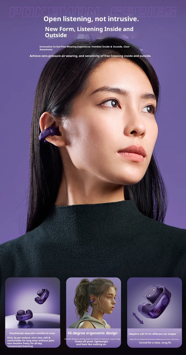 Anime‑Theme Ear Clip Bluetooth Headset, Hifi Stereo Wireless Sports Earbuds, Long Battery Life Trendy Collectible Gift For Hobby