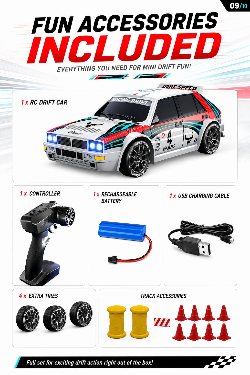 1:24 Remote Control Car Racing Mode 20Km/H Collision Resistant Drift Stunt Car Replaceable Tires Taillights 4Wd Toy Car