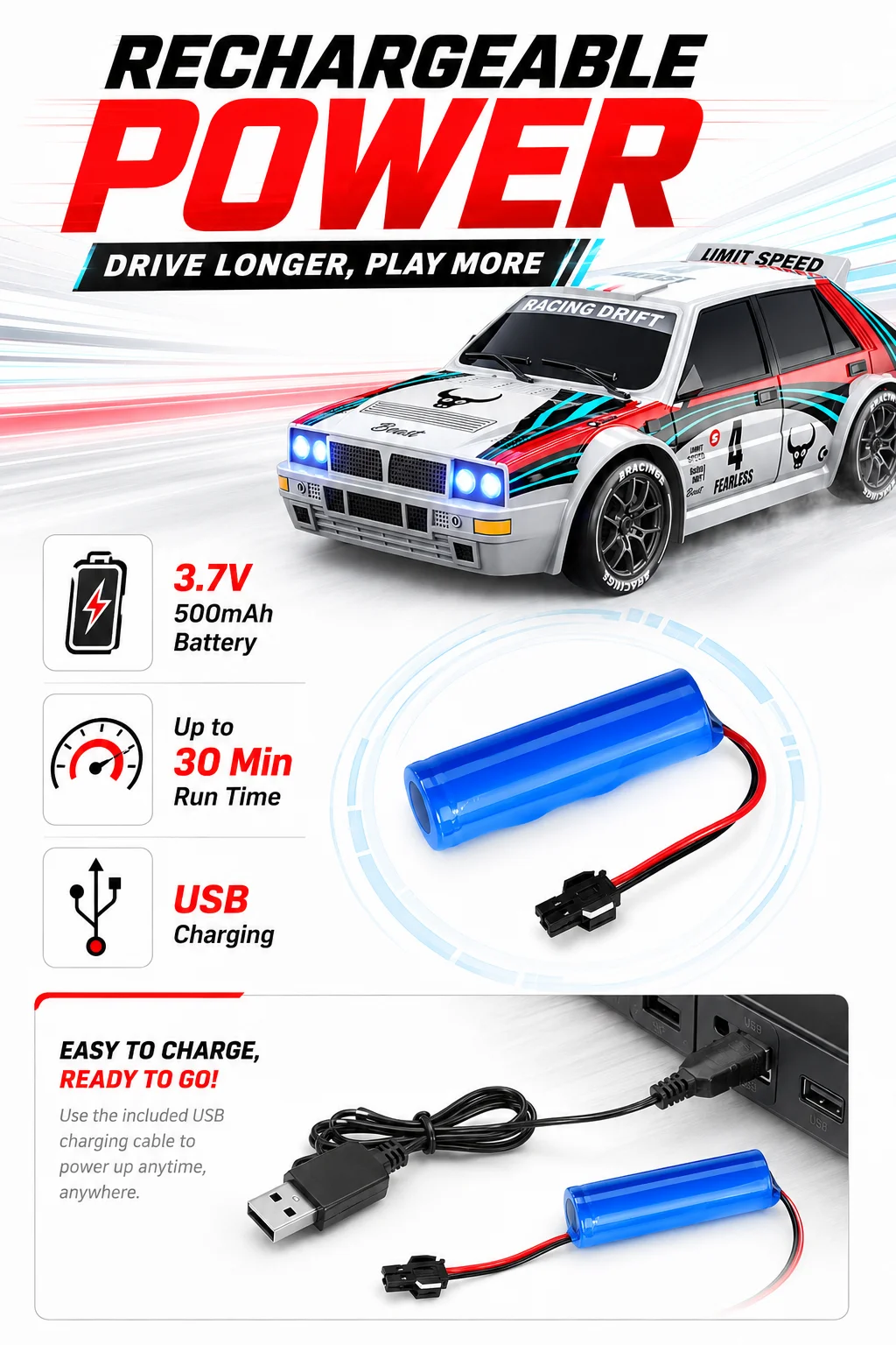 1:24 Remote Control Car Racing Mode 20Km/H Collision Resistant Drift Stunt Car Replaceable Tires Taillights 4Wd Toy Car