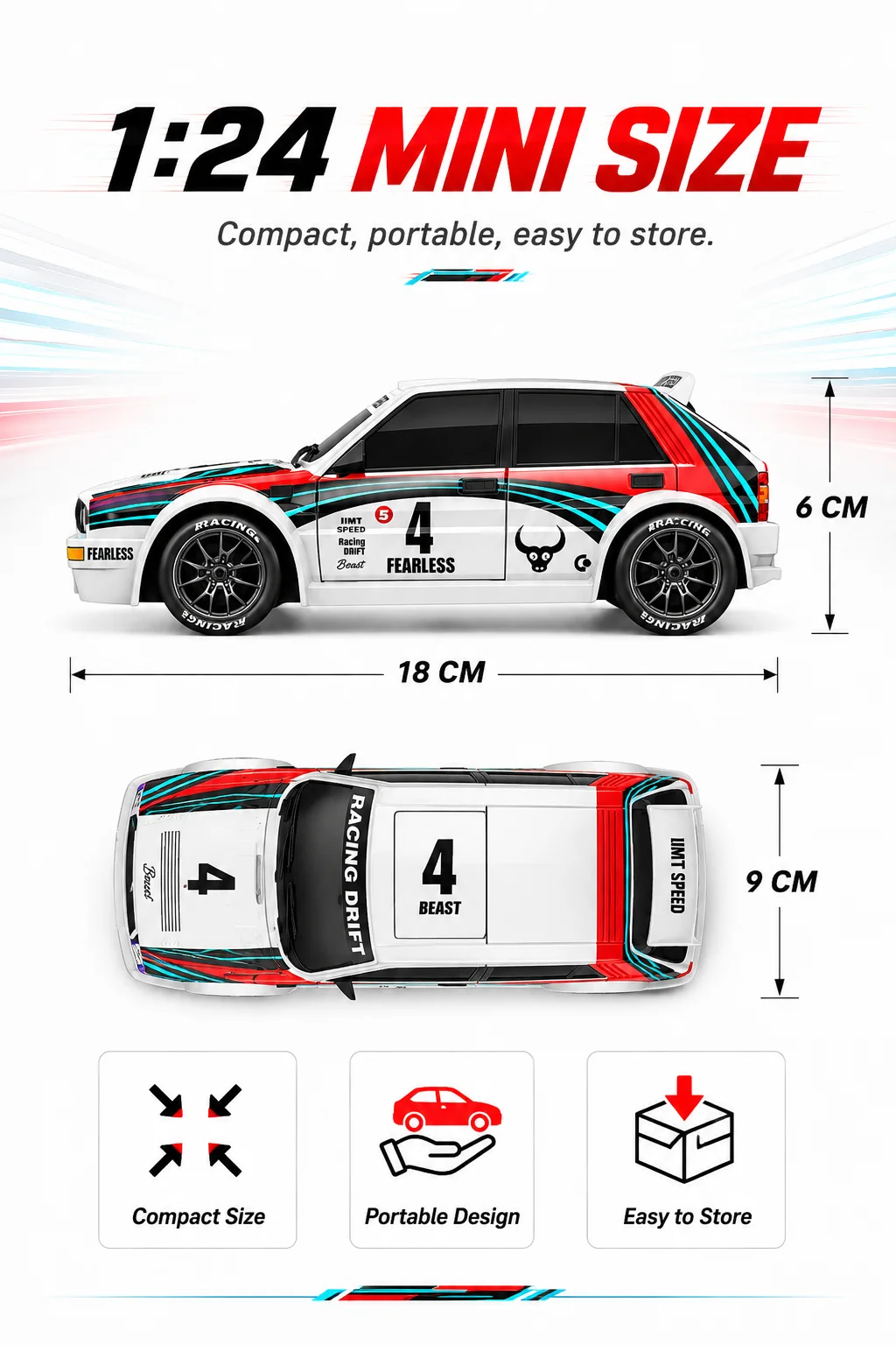 1:24 Remote Control Car Racing Mode 20Km/H Collision Resistant Drift Stunt Car Replaceable Tires Taillights 4Wd Toy Car