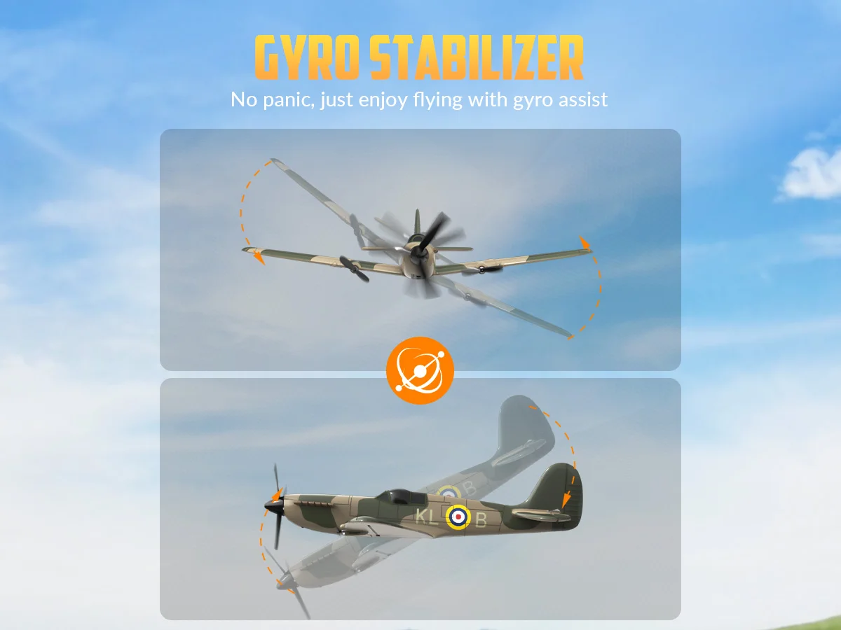 Spitfire RC Plane 2.4G 3CH Gyro Stabilizer Fixed Wing EPP Foam 400MM Wingspan Airplane RTF Fighter for Boys Children