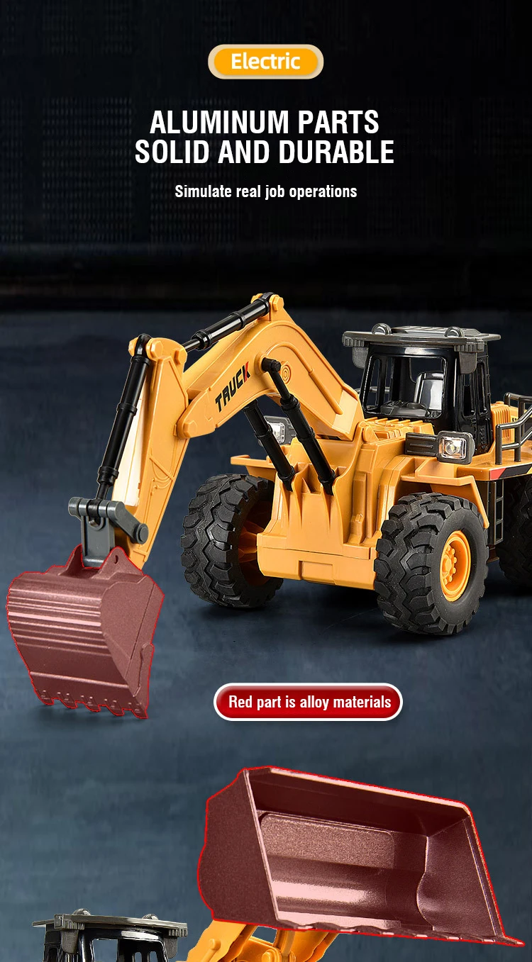 9CH Alloy Remote Control Excavator Bulldozer Dump Truck Simulate Engineering Vehicle Toy RC Trucks Model Children Toy Kids Gifts