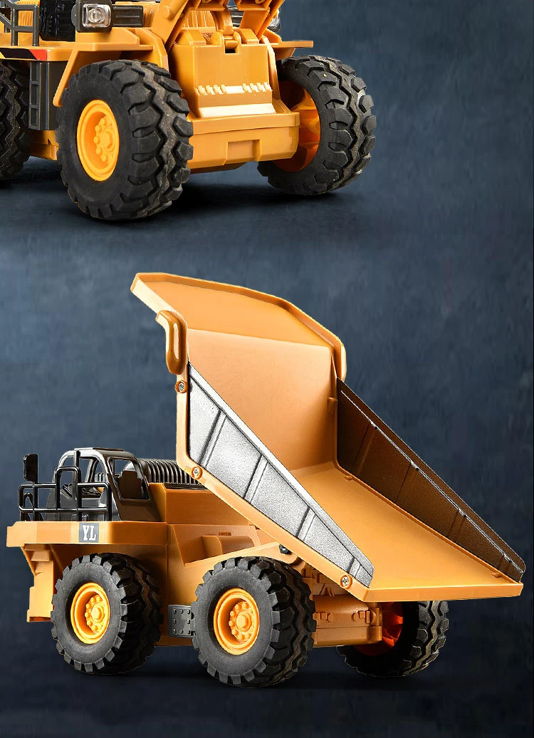 9CH Alloy Remote Control Excavator Bulldozer Dump Truck Simulate Engineering Vehicle Toy RC Trucks Model Children Toy Kids Gifts