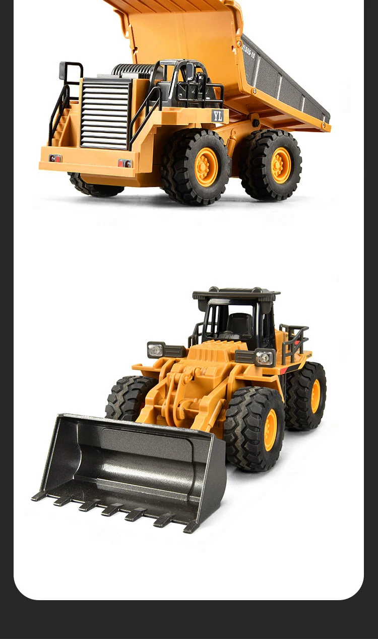 9CH Alloy Remote Control Excavator Bulldozer Dump Truck Simulate Engineering Vehicle Toy RC Trucks Model Children Toy Kids Gifts