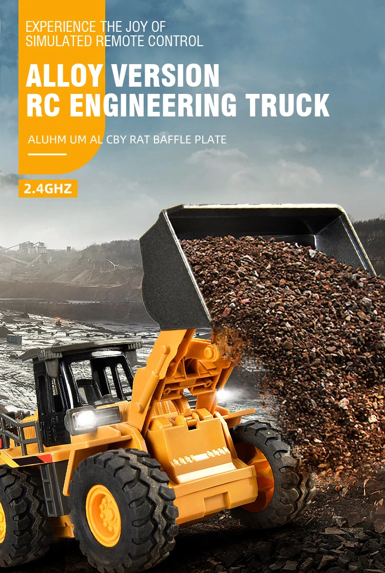 9CH Alloy Remote Control Excavator Bulldozer Dump Truck Simulate Engineering Vehicle Toy RC Trucks Model Children Toy Kids Gifts