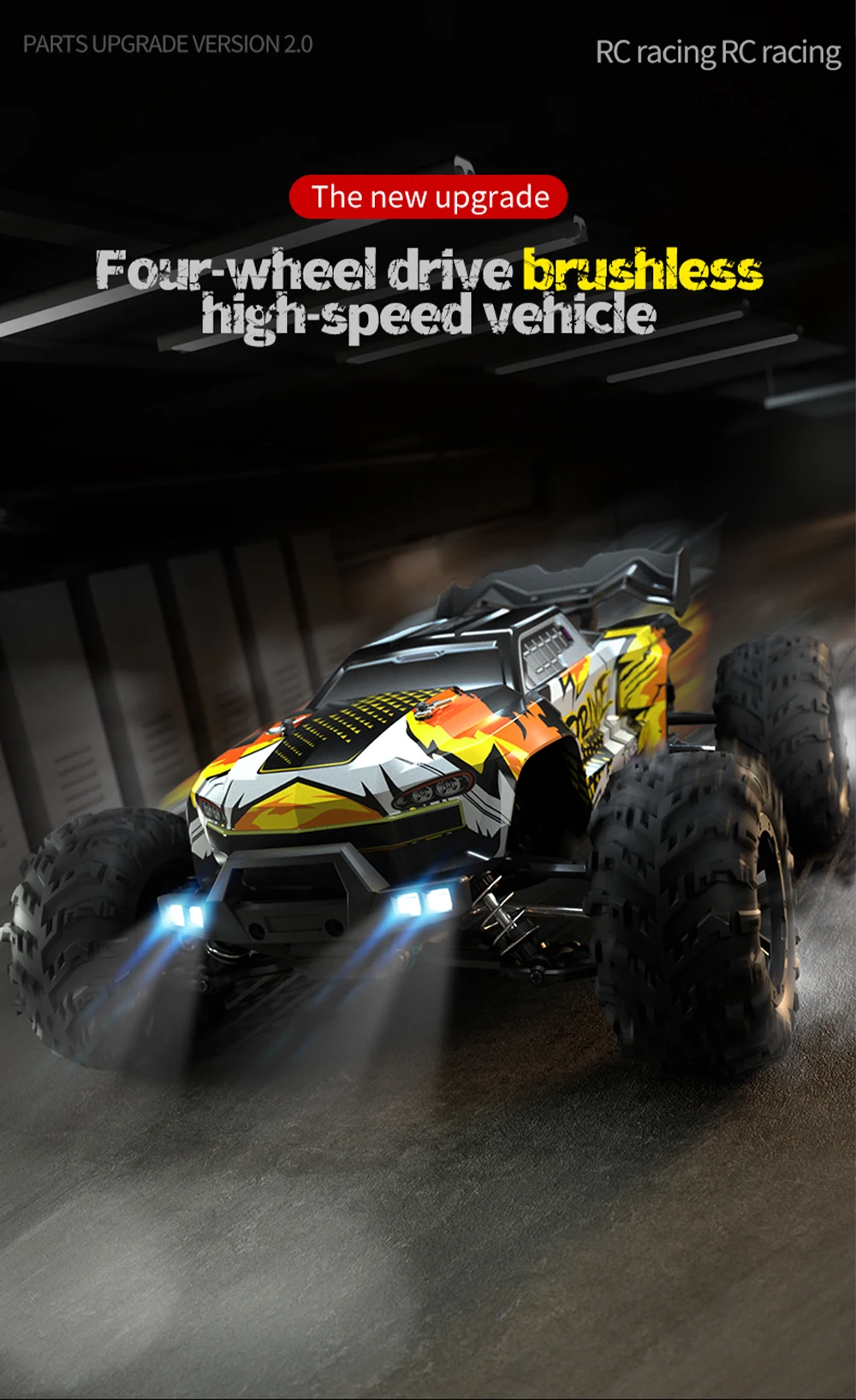 JJRC 70KM/H RC Off-Road Car 1:16 4WD High Speed Cars With Led Lights 2.4G Inductor Brushless Remote Control Cars Children Toys