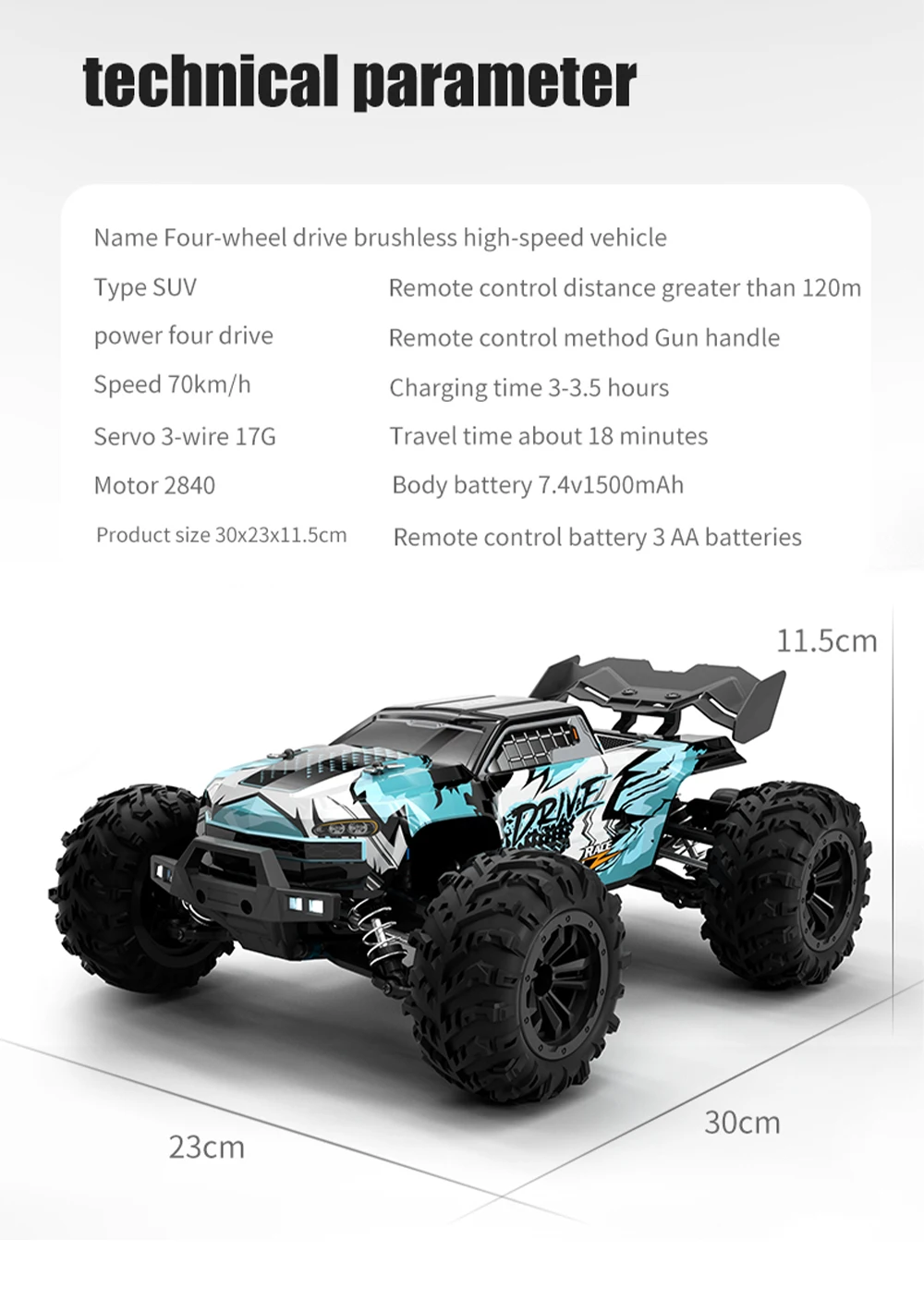 JJRC 70KM/H RC Off-Road Car 1:16 4WD High Speed Cars With Led Lights 2.4G Inductor Brushless Remote Control Cars Children Toys