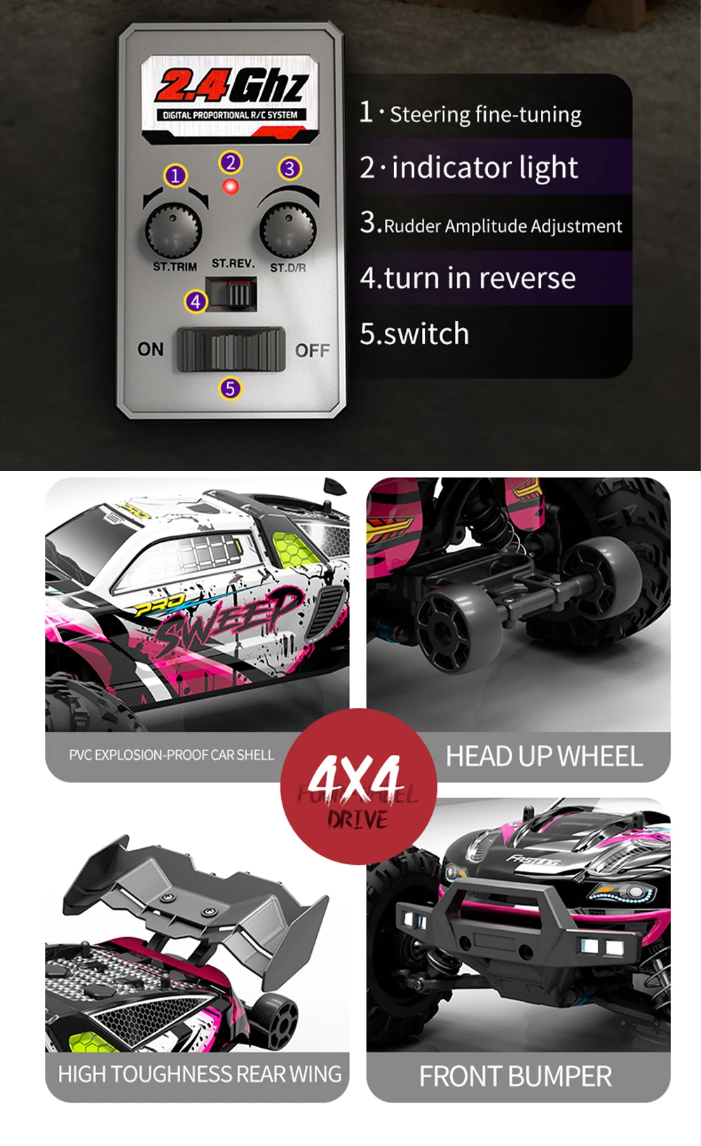 JJRC 70KM/H RC Off-Road Car 1:16 4WD High Speed Cars With Led Lights 2.4G Inductor Brushless Remote Control Cars Children Toys