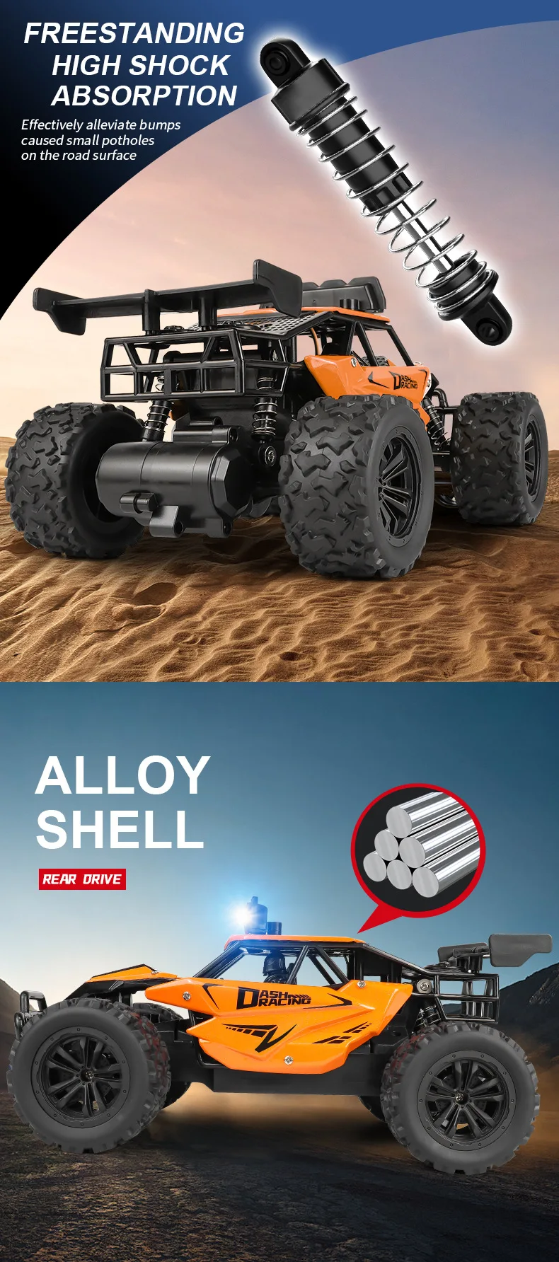 Oike RC Car 1:16 Model With LED Lights Radio Off-road Remote Control Climbing Vehicle Outdoor Cars Drift Race Toys Boys Gifts