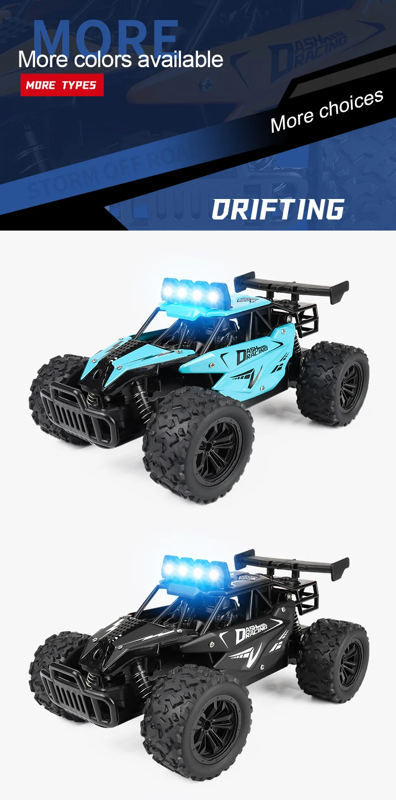 Oike RC Car 1:16 Model With LED Lights Radio Off-road Remote Control Climbing Vehicle Outdoor Cars Drift Race Toys Boys Gifts