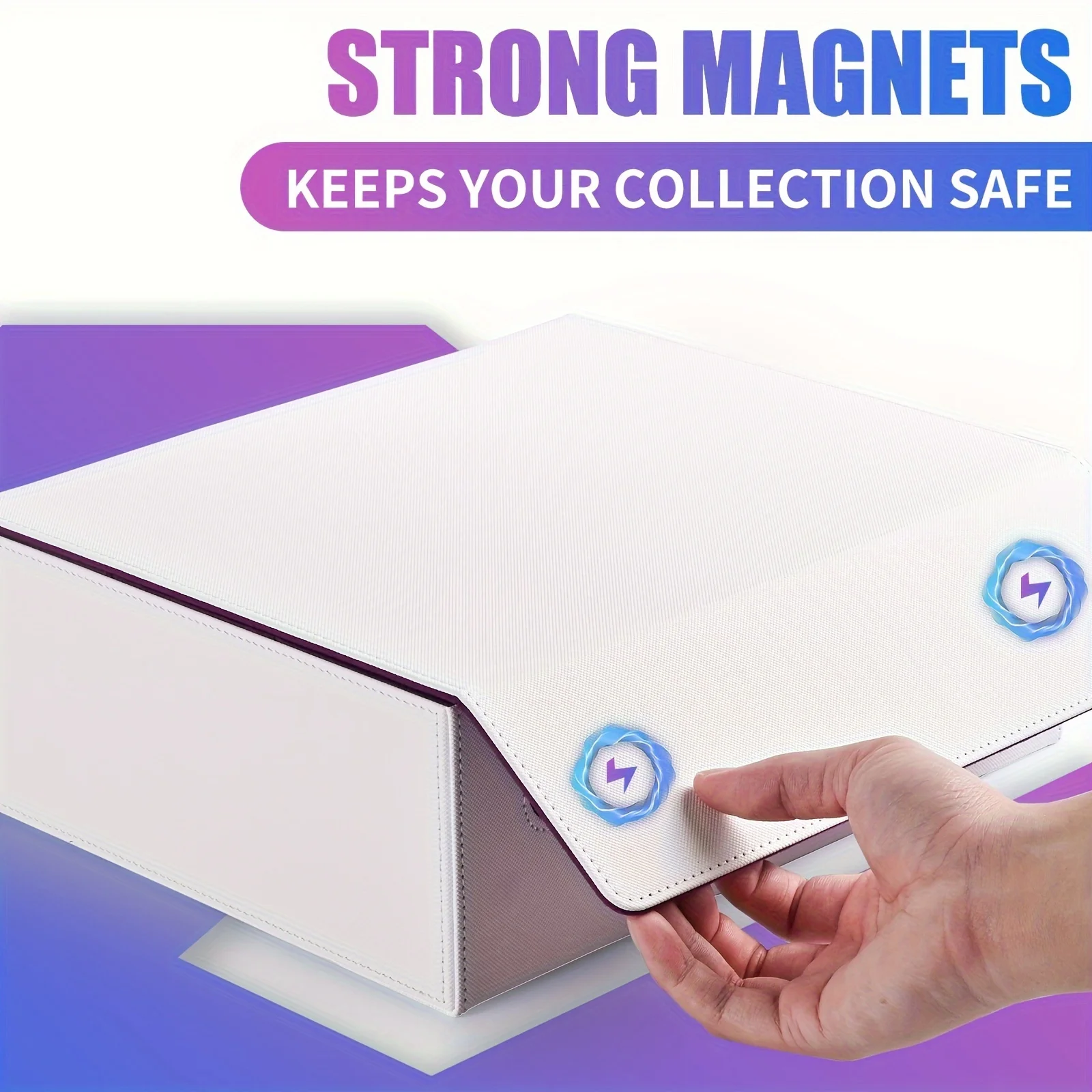 Trading Card Storage Box, Can Hold 1800+ Single Sleeved Cards, Magnetic Closure PU Leather Card Box, Fits for TCG Cards