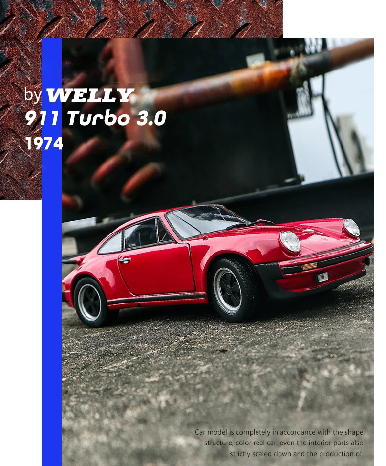 WELLY 1:24 Porsche 911 Turbo 3.0 1974 Alloy Car Diecasts & Toy Vehicles Car Model Miniature Scale Model Car Toy For Children