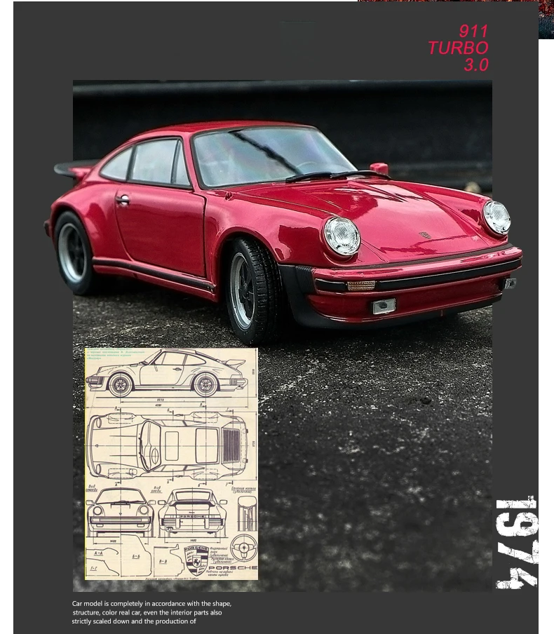 WELLY 1:24 Porsche 911 Turbo 3.0 1974 Alloy Car Diecasts & Toy Vehicles Car Model Miniature Scale Model Car Toy For Children