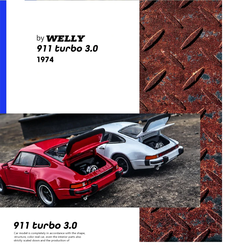 WELLY 1:24 Porsche 911 Turbo 3.0 1974 Alloy Car Diecasts & Toy Vehicles Car Model Miniature Scale Model Car Toy For Children
