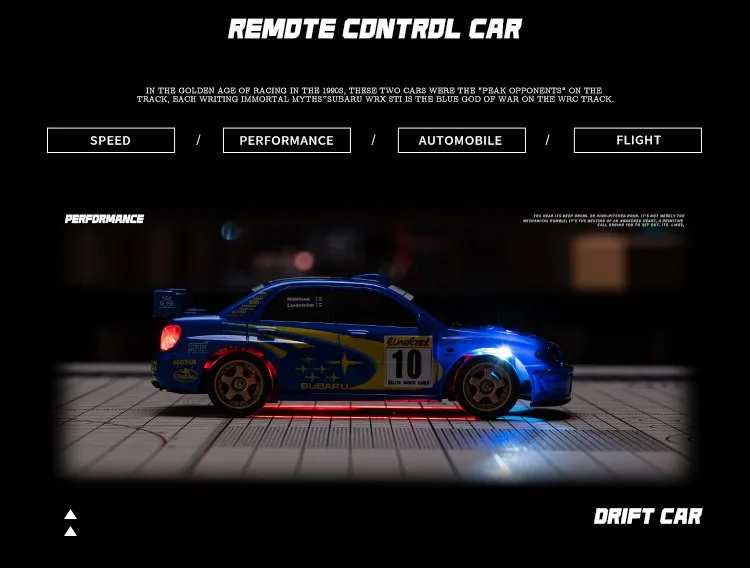 1:43 RC Drift Car 4WD Remote Control Racing Car Mazda RX7 Subaru STI with LED Lights High Speed Mini Vehicle Toy Gift for Boys