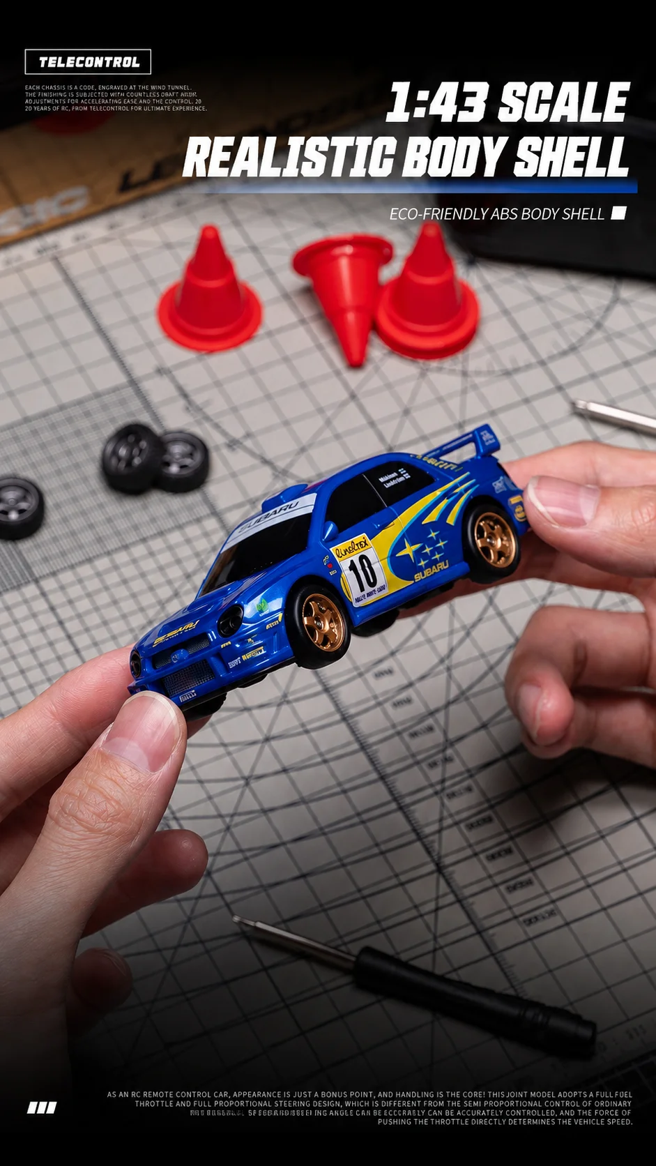1:43 RC Drift Car 4WD Remote Control Racing Car Mazda RX7 Subaru STI with LED Lights High Speed Mini Vehicle Toy Gift for Boys