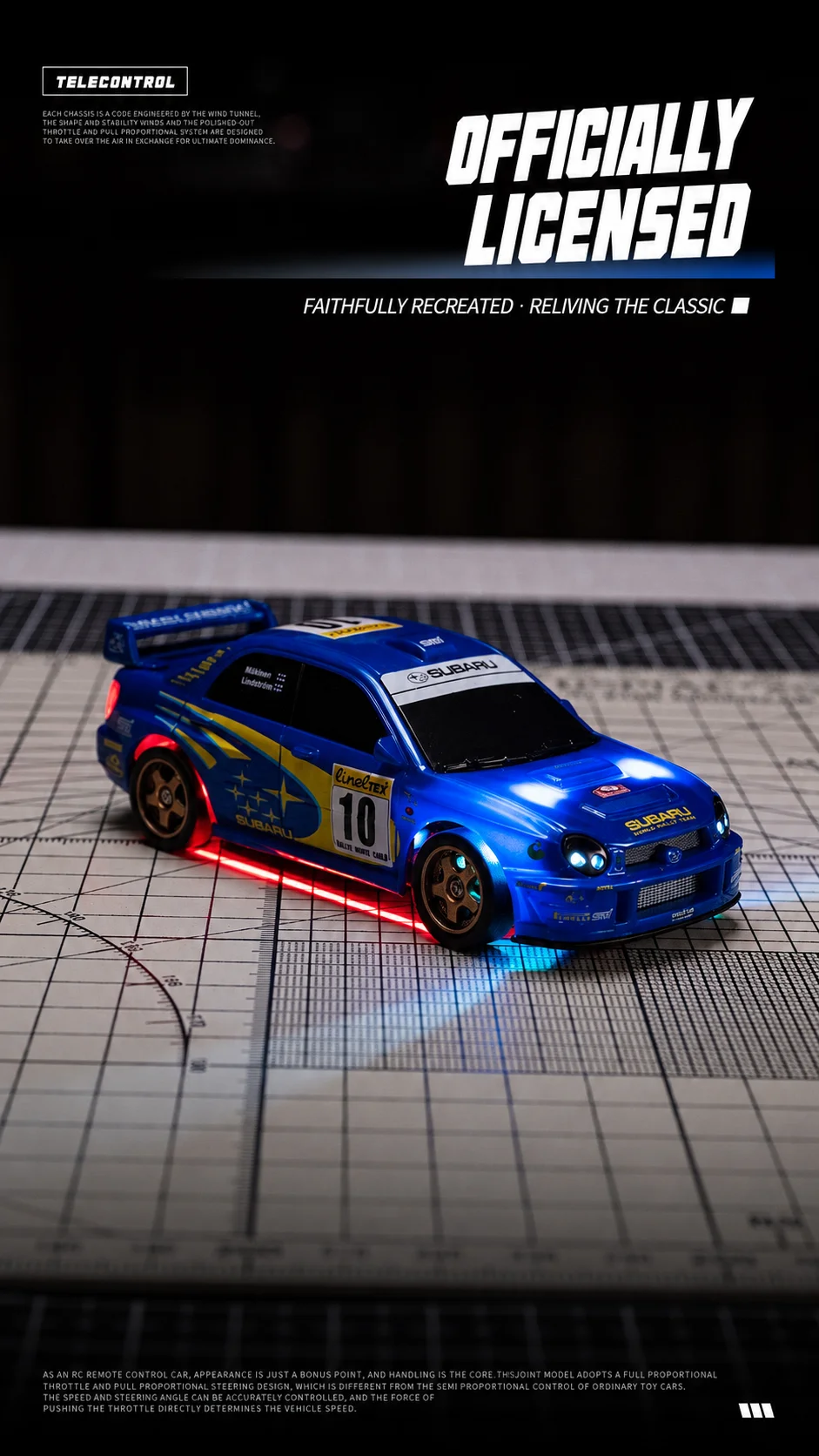 1:43 RC Drift Car 4WD Remote Control Racing Car Mazda RX7 Subaru STI with LED Lights High Speed Mini Vehicle Toy Gift for Boys