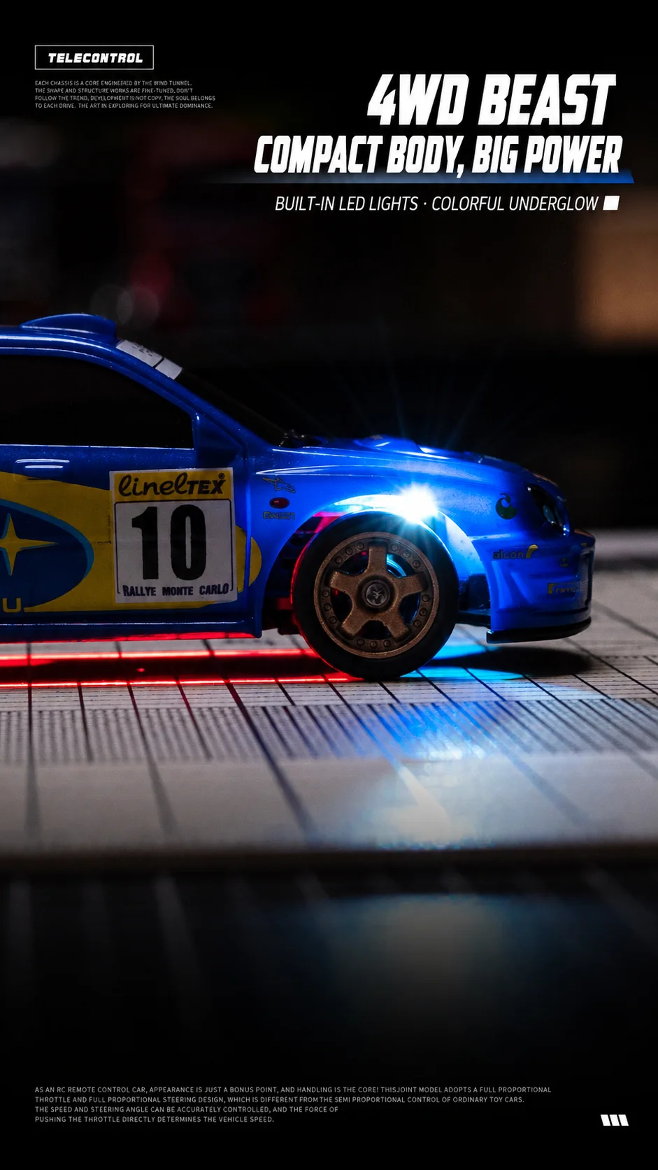 1:43 RC Drift Car 4WD Remote Control Racing Car Mazda RX7 Subaru STI with LED Lights High Speed Mini Vehicle Toy Gift for Boys