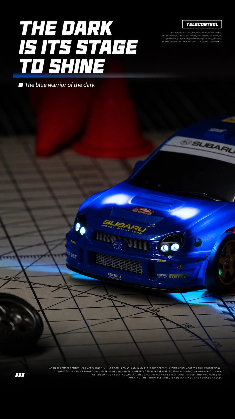 1:43 RC Drift Car 4WD Remote Control Racing Car Mazda RX7 Subaru STI with LED Lights High Speed Mini Vehicle Toy Gift for Boys