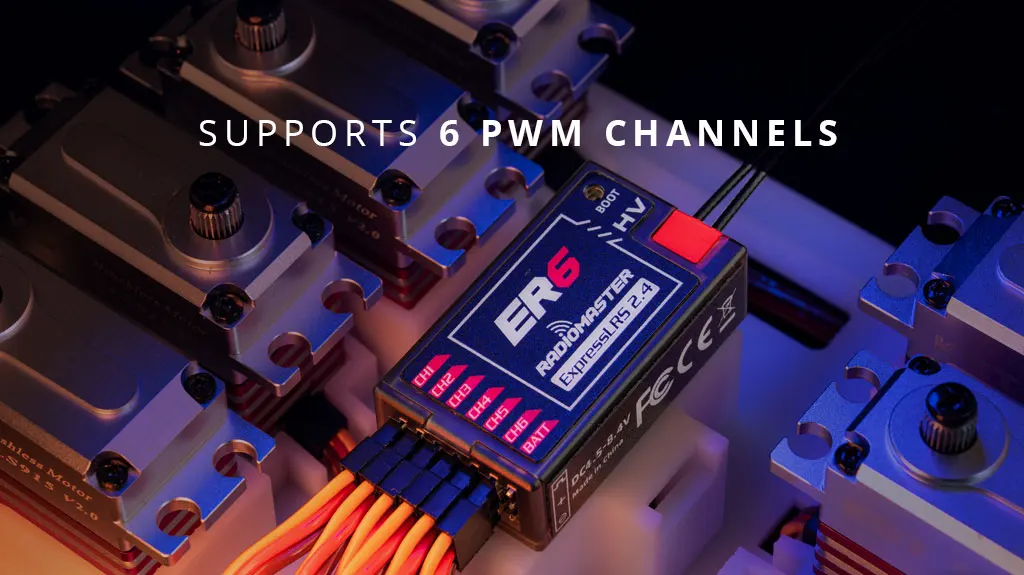 Radiomaster ER6 2.4G 6CH 100mw CRSF PWM Receiver