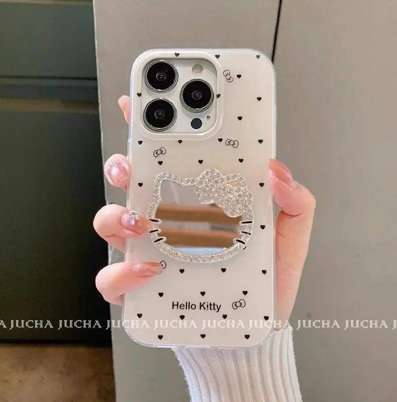 3D bow cartoon cat mobile phone case suitable for iPhone 17 Promax women's iPhone 16 mirror 15 Pro 14 transparent protective cas
