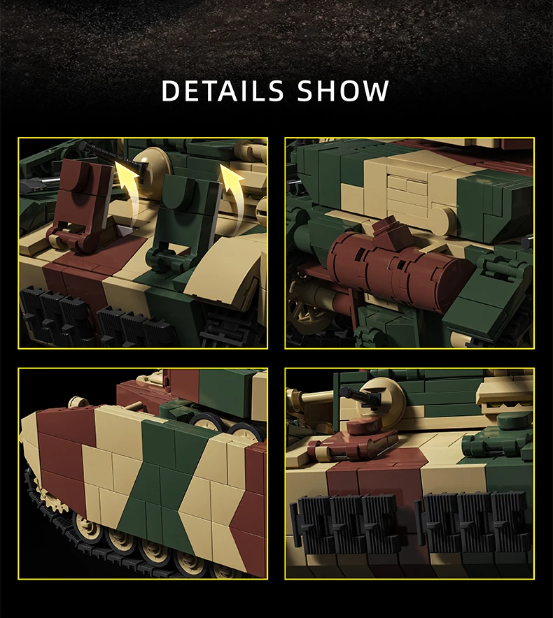 1:28 Heavy Tank Building Toys Armored Vehicle MOC Blocks Sets With Soldier Figures Creative Toys Brick Holiday Gifts 1600+pcs