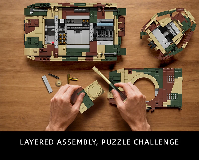 1:28 Heavy Tank Building Toys Armored Vehicle MOC Blocks Sets With Soldier Figures Creative Toys Brick Holiday Gifts 1600+pcs