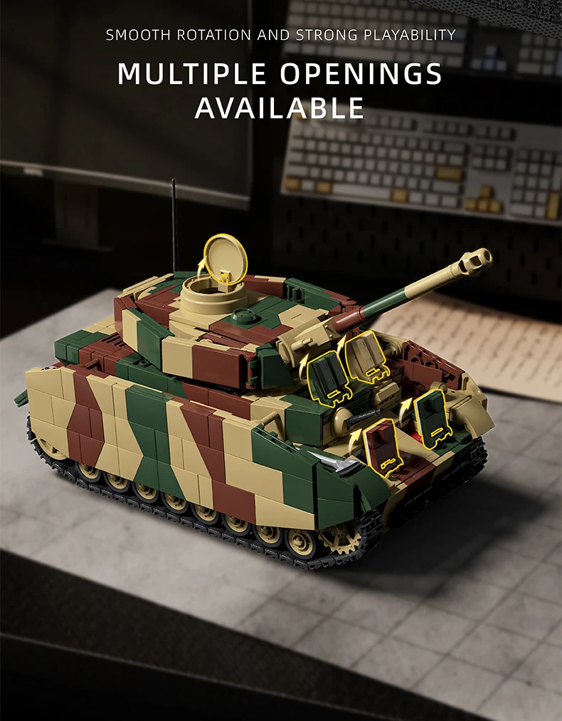 1:28 Heavy Tank Building Toys Armored Vehicle MOC Blocks Sets With Soldier Figures Creative Toys Brick Holiday Gifts 1600+pcs