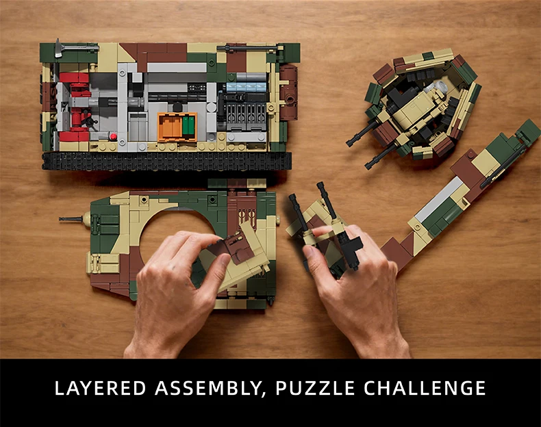 1:28 Heavy Tank Building Toys Armored Vehicle MOC Blocks Sets With Soldier Figures Creative Toys Brick Holiday Gifts 1600+pcs