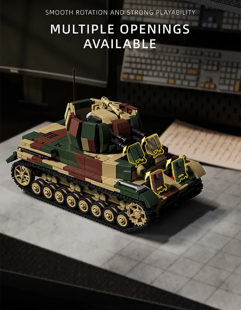 1:28 Heavy Tank Building Toys Armored Vehicle MOC Blocks Sets With Soldier Figures Creative Toys Brick Holiday Gifts 1600+pcs