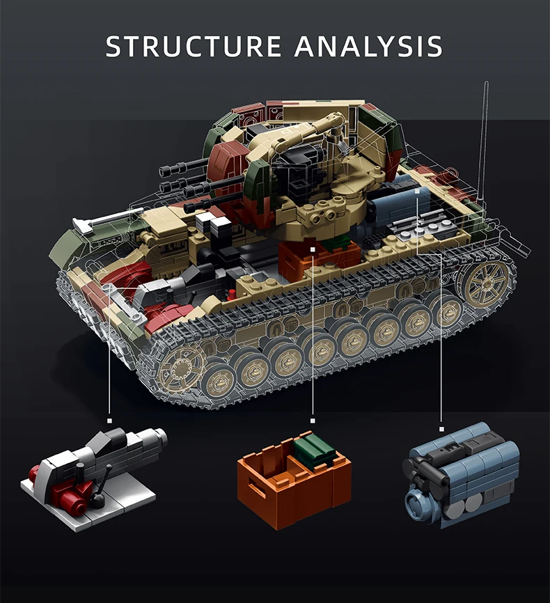 1:28 Heavy Tank Building Toys Armored Vehicle MOC Blocks Sets With Soldier Figures Creative Toys Brick Holiday Gifts 1600+pcs