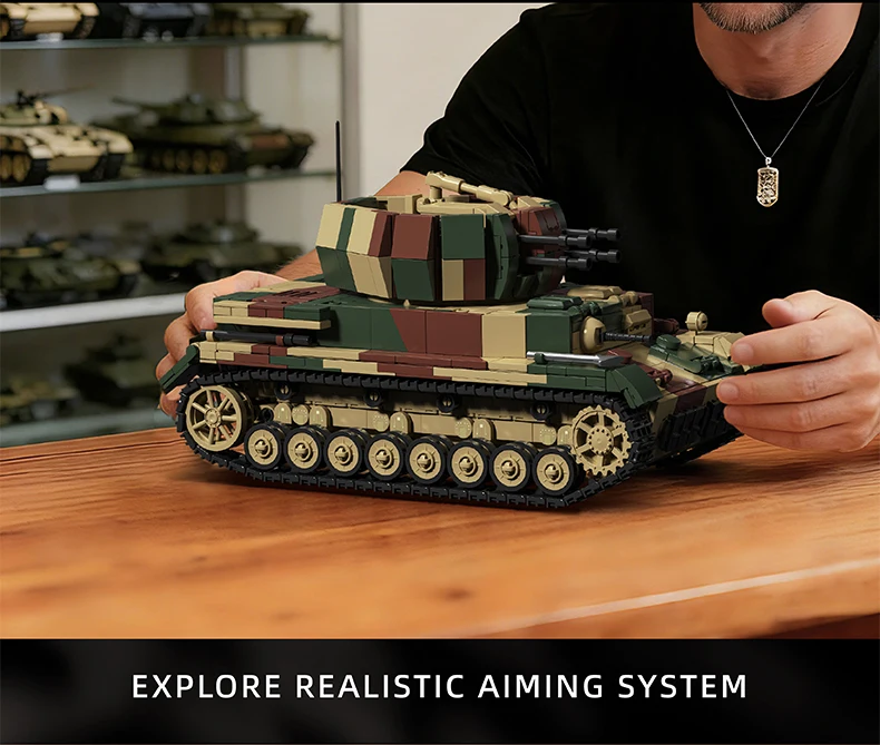 1:28 Heavy Tank Building Toys Armored Vehicle MOC Blocks Sets With Soldier Figures Creative Toys Brick Holiday Gifts 1600+pcs