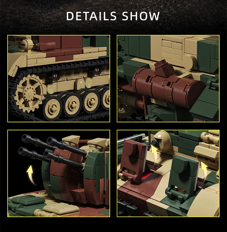 1:28 Heavy Tank Building Toys Armored Vehicle MOC Blocks Sets With Soldier Figures Creative Toys Brick Holiday Gifts 1600+pcs