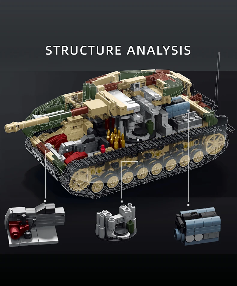 1:28 Heavy Tank Building Toys Armored Vehicle MOC Blocks Sets With Soldier Figures Creative Toys Brick Holiday Gifts 1600+pcs