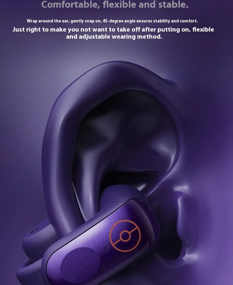 Anime Pokemon Gengar Figure Bluetooth Ear Clip Headset Hifi Stereo Wireless Sports Game Earbuds Long Battery Life Trendy Gifts