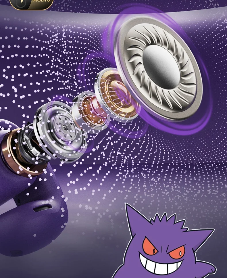 Anime Pokemon Gengar Figure Bluetooth Ear Clip Headset Hifi Stereo Wireless Sports Game Earbuds Long Battery Life Trendy Gifts