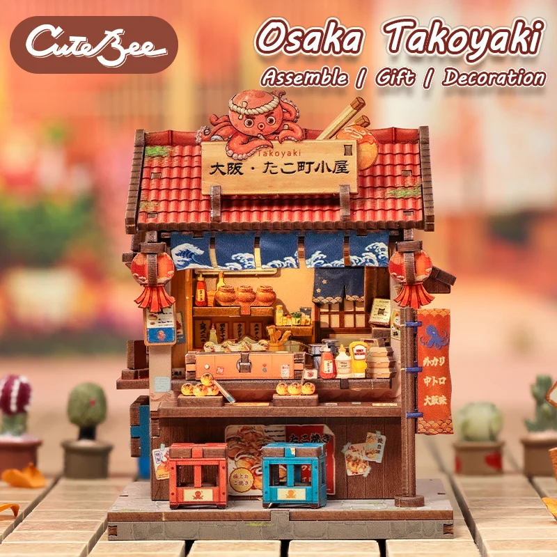 CUTEBEE Book Nook Kit DIY Wooden Doll House Miniature Model for Amazing Gifts Japanese Style