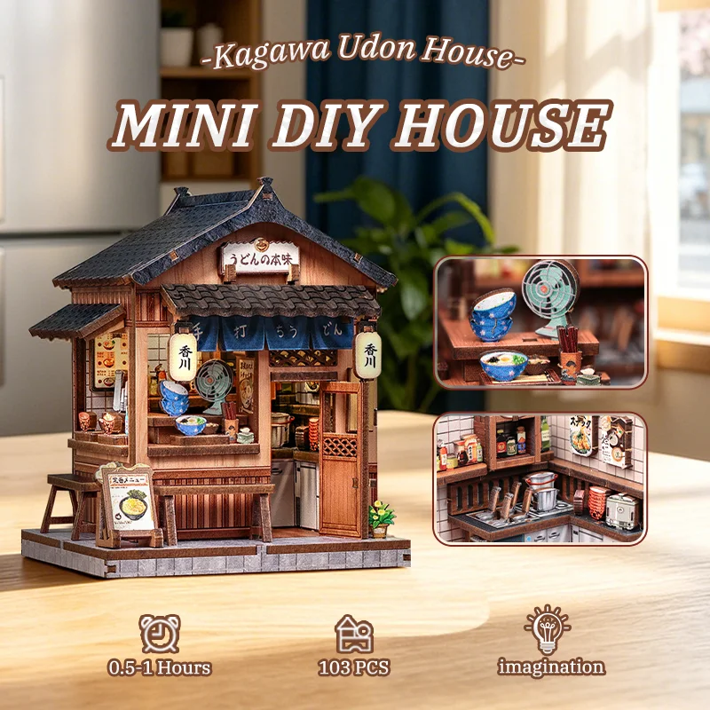CUTEBEE Book Nook Kit DIY Wooden Doll House Miniature Model for Amazing Gifts Japanese Style